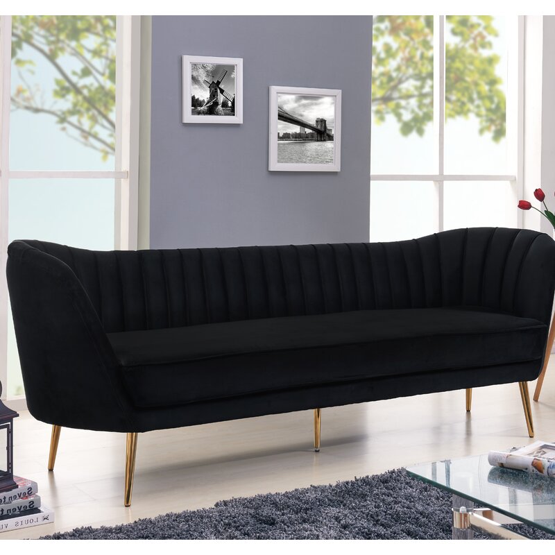 AllModern Lilo Velvet 88" Flared Arm Sofa & Reviews | Wayfair.ca